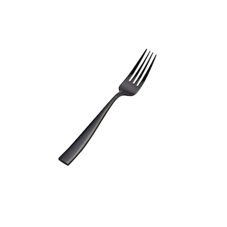 Bon Chef Manhattan, Dinner Fork, Euro, Solid Handle, Mirror Finish, 18/10, 8.38" - Black , set of 12 S3017B